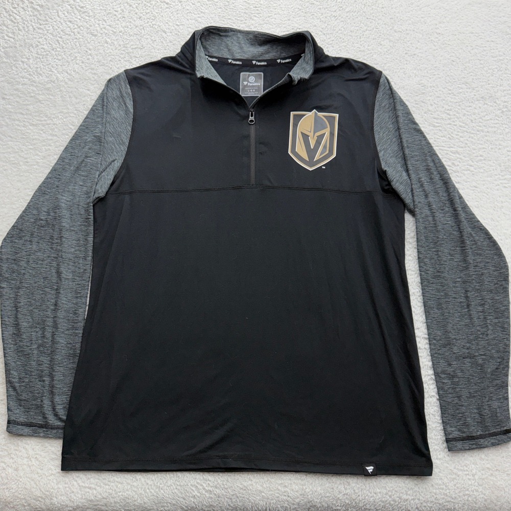 Fanatics Vegas Golden Knights NHL‎ Mens Large Black Grey Quarter Zip Pullover L